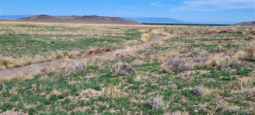 Aerial view of 30-acre Colorado land in Conejos County east of Manassa, with open fields and mountain background.