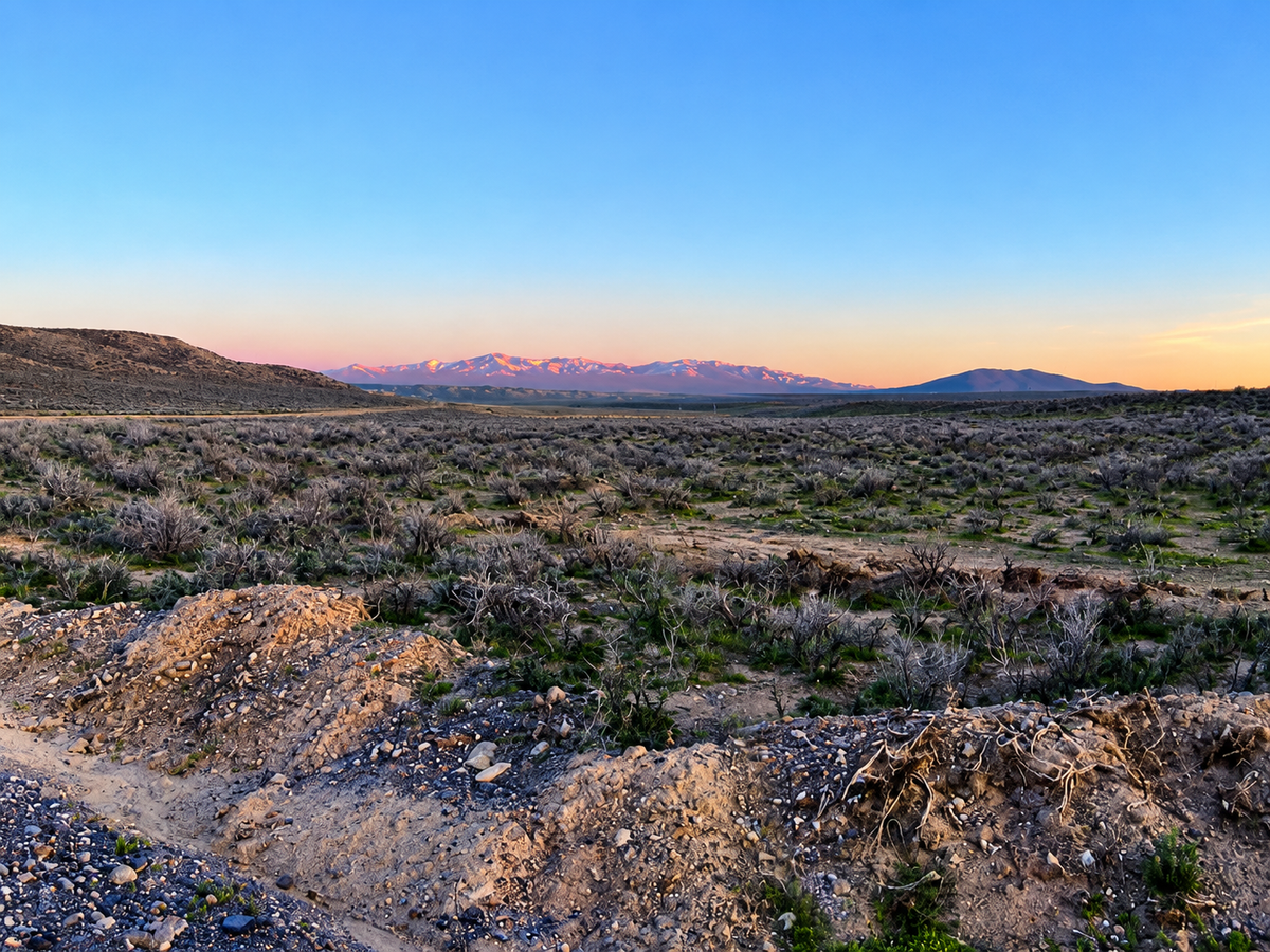 Aerial view of Nevada Elko County Ruby View Ranchos, 4.88-acre property in Unit 4, Block 5, showing open desert landscape and surrounding land
