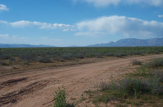 Aerial view of Arizona Mohave County Lake Mead Rancheros Unit 10 Lot 2510 near Kaibito Blvd, showcasing land and surrounding desert landscape.