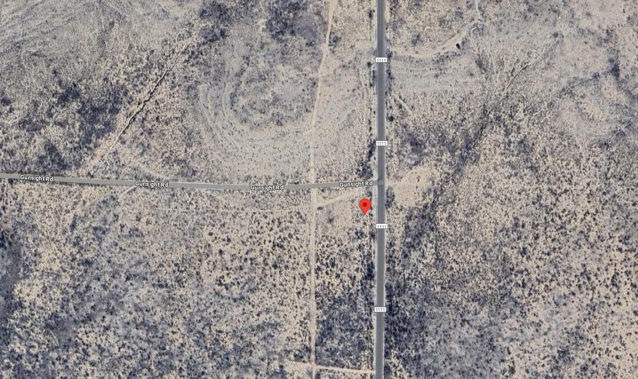 Aerial view of Texas Hudspeth County land parcel, Eastern Hills Lot 10, showing dry terrain and natural landscape features.